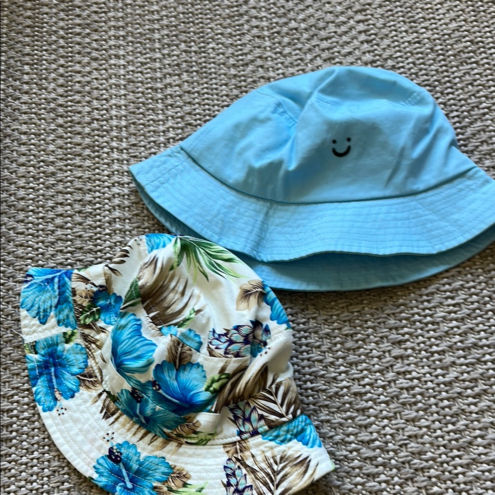 Kids Floral And Smiley Bucket Hat Set